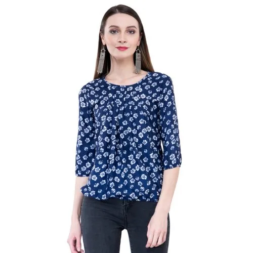Girls Blue Printed Top - Color: Different Available