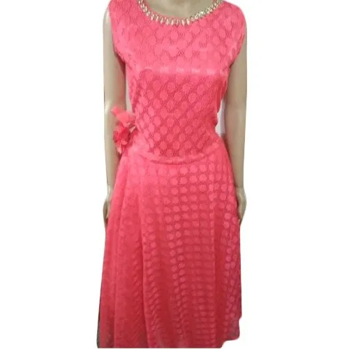 Girls Pink Rayon Party Dress - Color: Different Available
