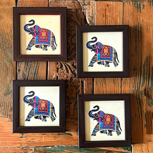 4.75x4.75 Inch Glass Top Coaster Set of 4