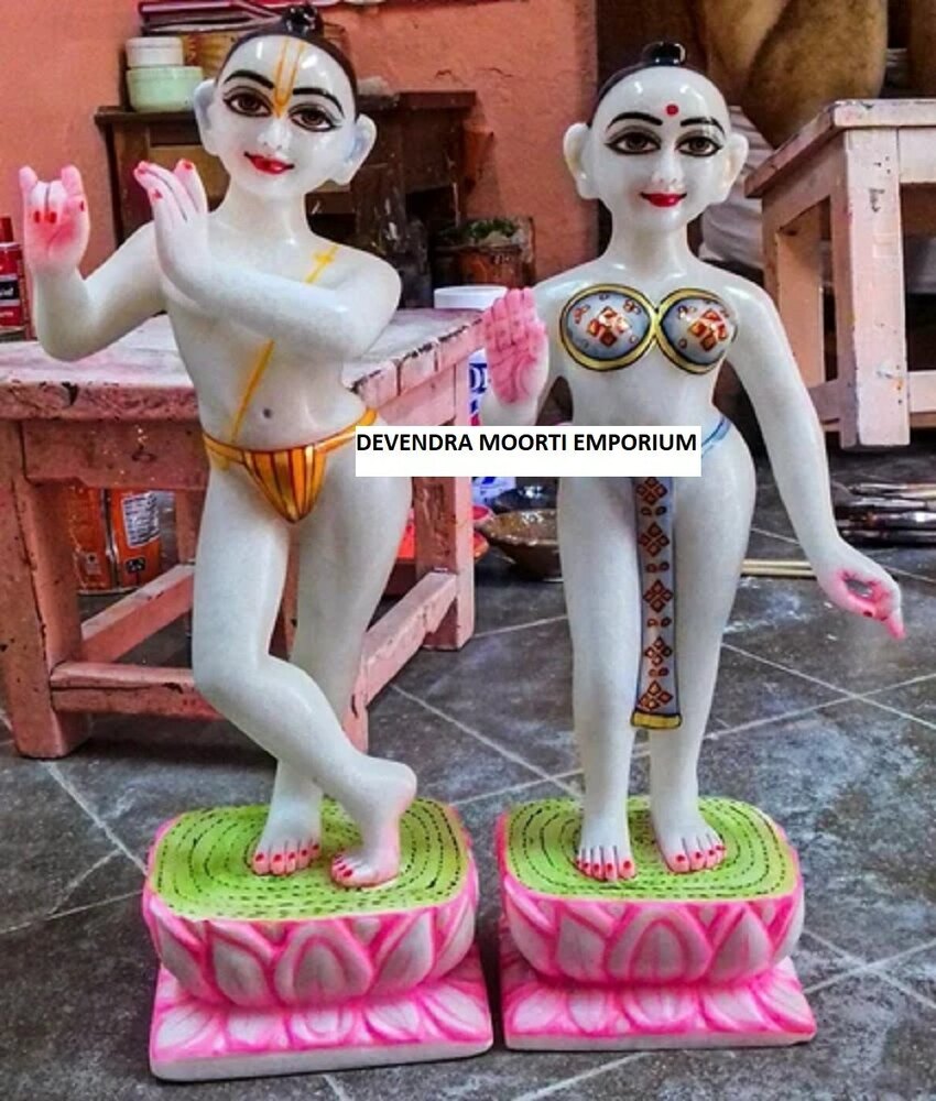 Premium Marble ISKCON Radha Krishna Statue  Divine Idol for Temple & Home