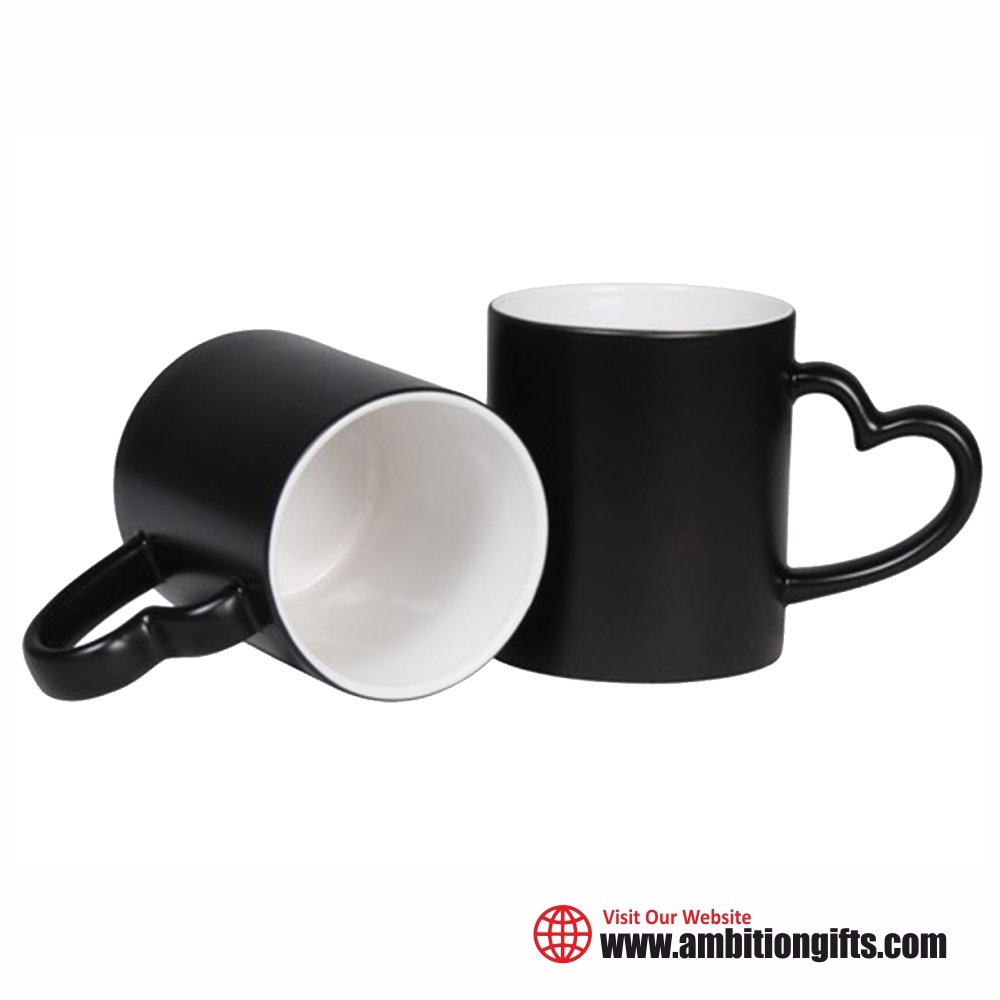 Heart Handle Magic Mug Black