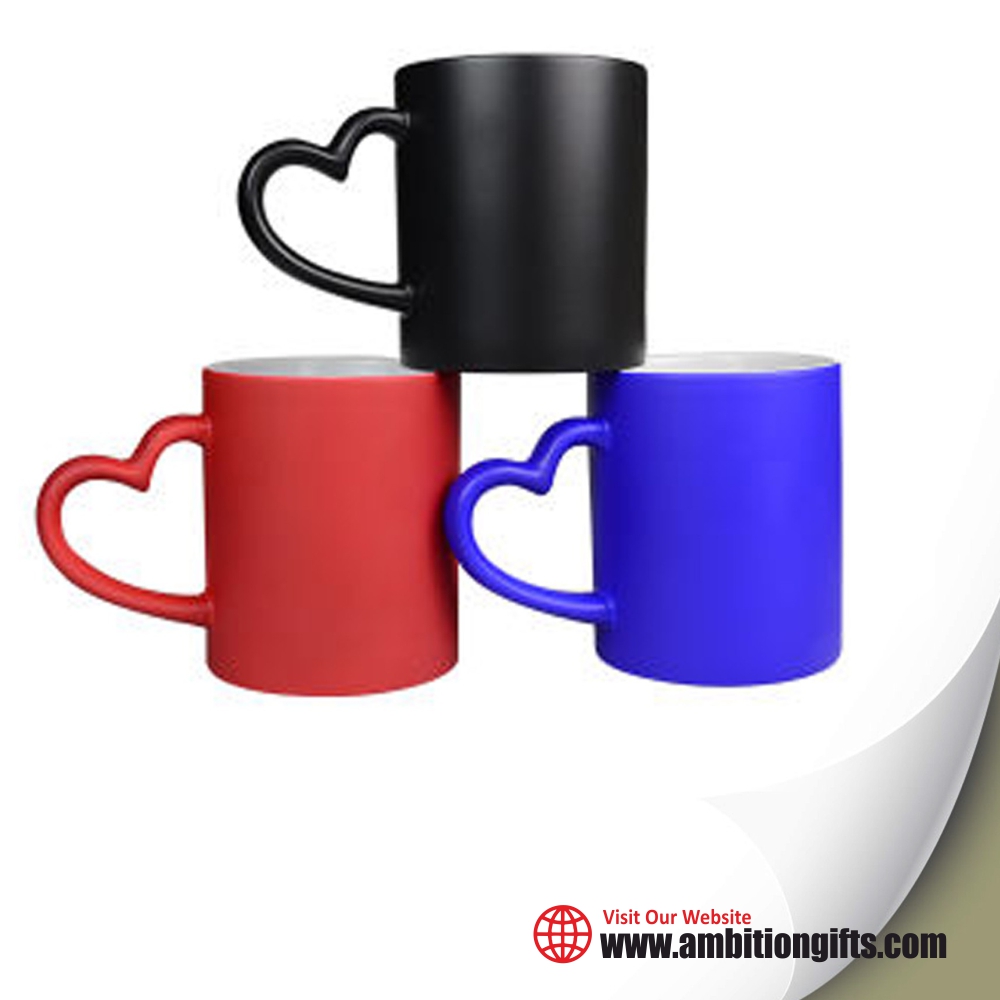 Heart Handle Magic Mug - Ceramic, 11 Oz, 3.5"x3.5" | Color Changing Design, Heart-shaped Handle, Perfect For Hot And Cold Beverages