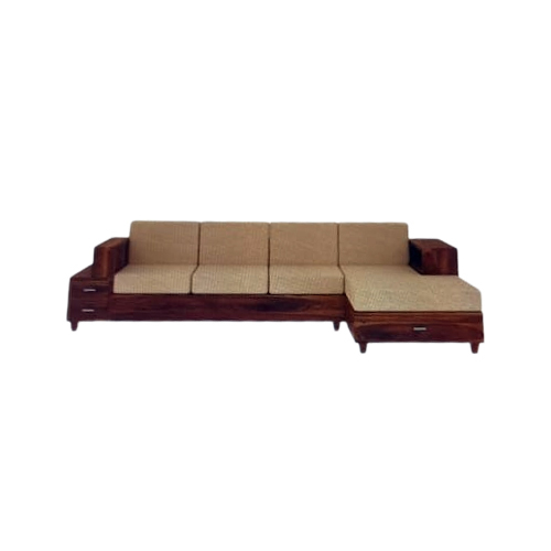 Wooden 5 Seater L Shape Sofa - Color: Brown