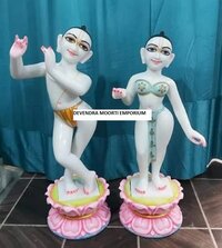 Devotional Iskcon Radha Krishna Murti In White Marble - Size Ranges From 1 To 8 Feet | Ideal For Mandir And Home Decoration