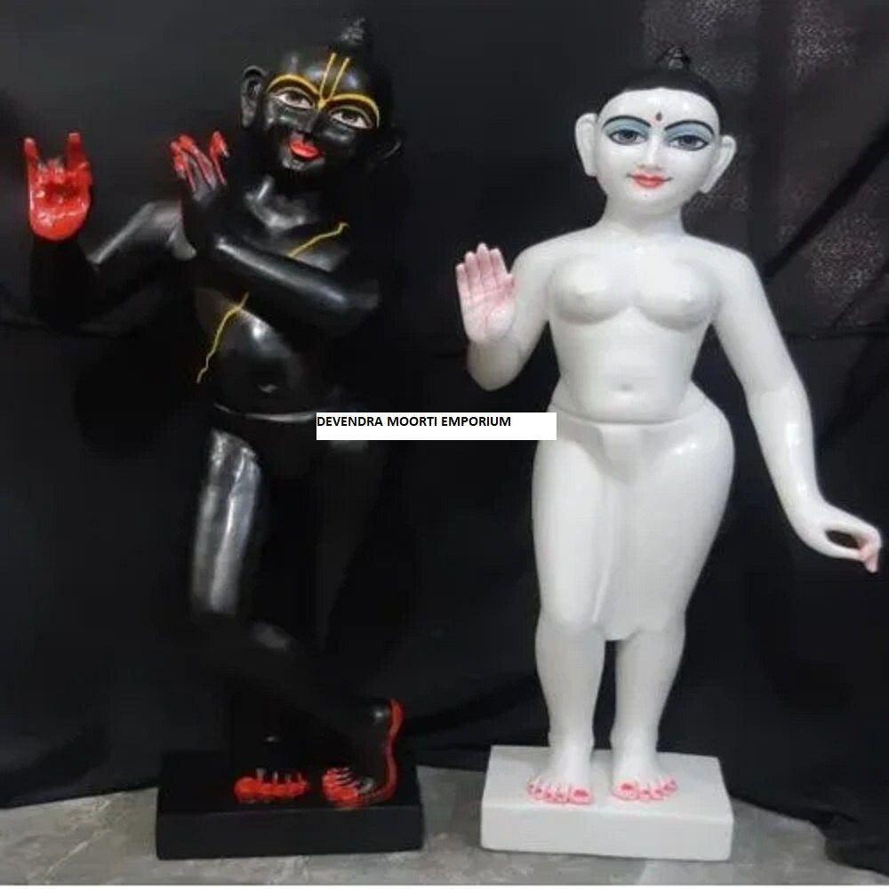 Elegant ISKCON Style Marble Radha Krishna Idol a Temple Decor Statue