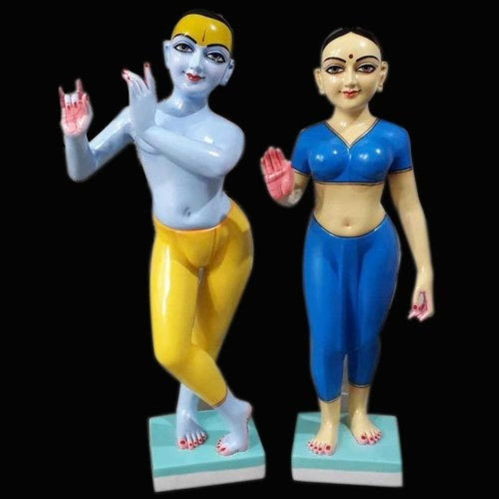 marble ISKCON Radha Krishna Sculpture  White Marble Spiritual Idol