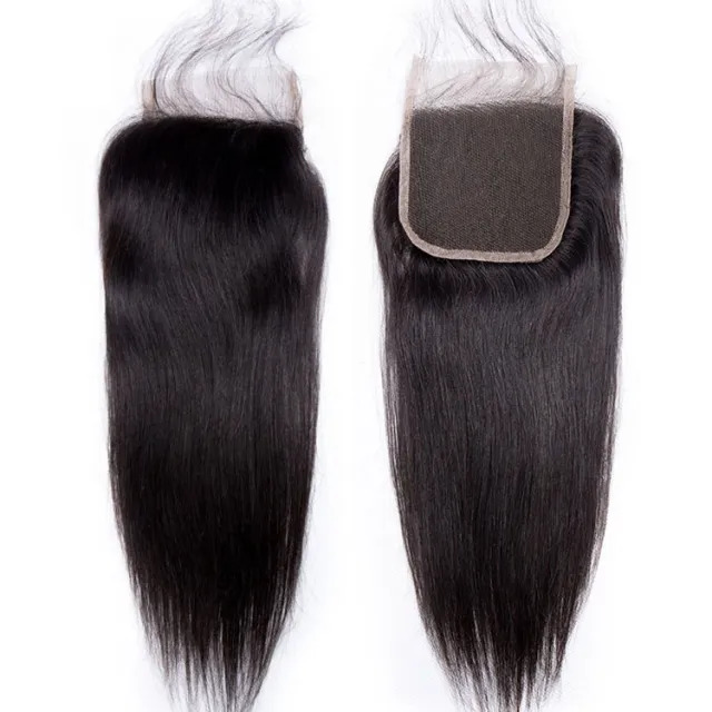 4*4 Straight HD Transparent Swiss Lace Closure with Free Part Sew in weave 18in