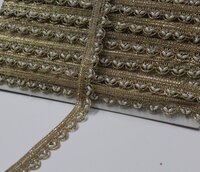 Golden Colour Handwork Stone Moti  Lace