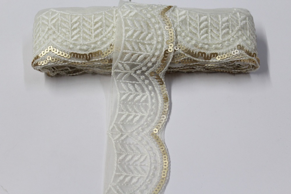 Embroidery Sequence Lace - Color: Off Wihte