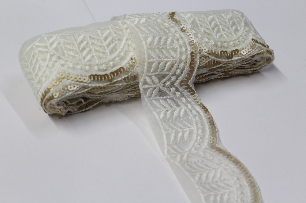 Embroidery Sequence Lace - Color: Off Wihte
