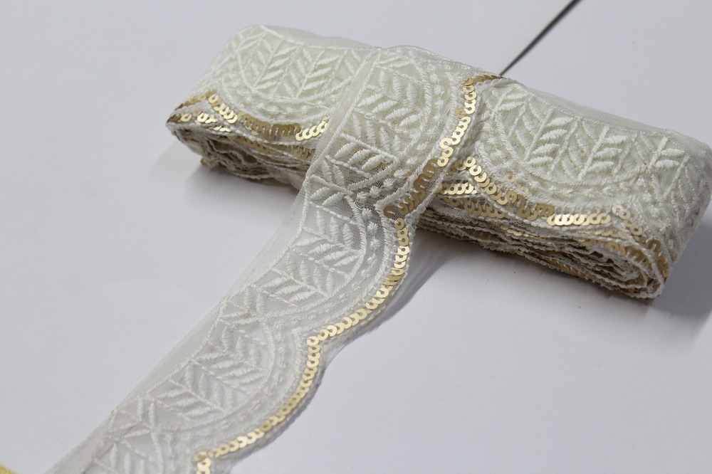 Embroidery Sequence Lace - Color: Off Wihte