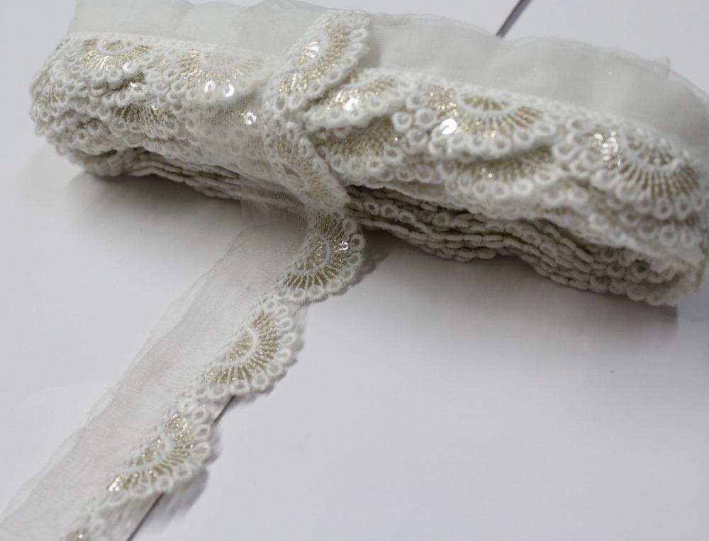 Whitr Cutwork Sequence Lace