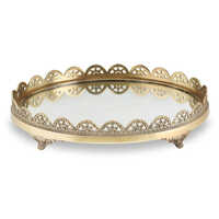 Decorative Mirror Tray - Color: Golden