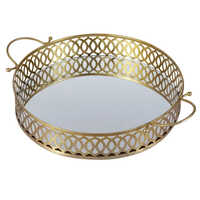 12 Inch Decorative Mirror Tray - Color: Golden