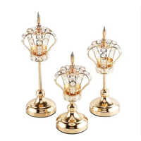 Wedding Candlestick Glass Metal Candle Holder - Color: Golden