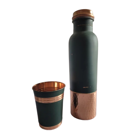 Copper Water Bottle Glass Gift Set
