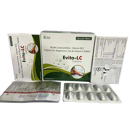 BCAAS Levocarnitine Vitamin B12 Vitamin D3 Magnesium Zinc And Vitamin E Tablets