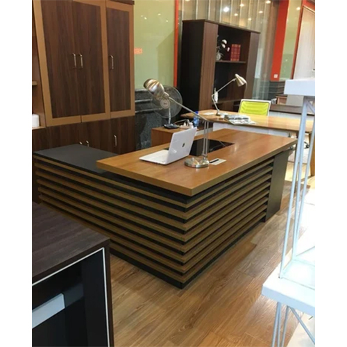 L Shape Reception Desk - Color: Brown