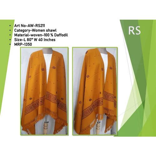 Aw Rs211 Woolen Shawls - Color: Yellow