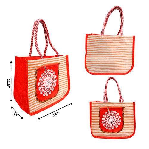 Canvas Jute Bag - Color: Red