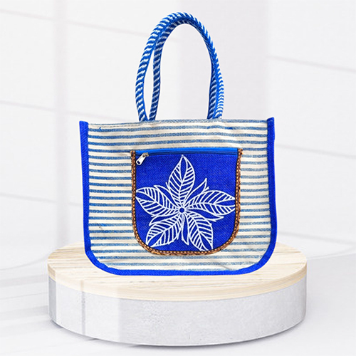 14x12x5 8 GSM Blue Canvas Jute Bag