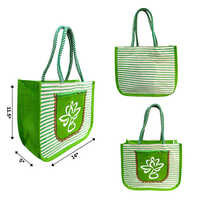 14x12x5 8 GSM Green Canvas Jute Bag