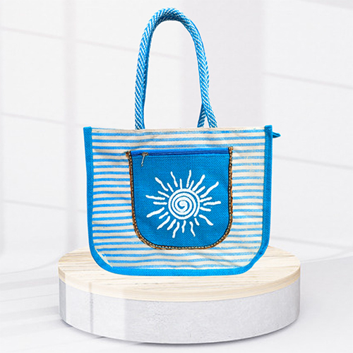 14x12x5 8 GSM Light Blue Canvas Jute Bag