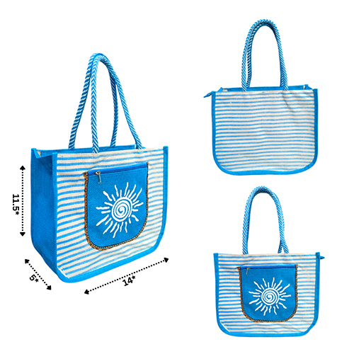 14x12x5 8 GSM Light Blue Canvas Jute Bag