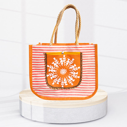 14x12x5 8 GSM Orange Canvas Jute Bag
