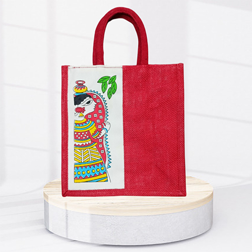 10x11x5 8 GSM Red Canvas Jute Bag