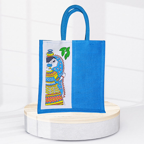 10x11x5 8 GSM Blue Canvas Jute Bag