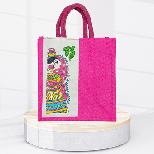 10x11x5 8 GSM Pink Canvas Jute Bag