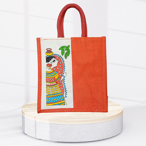 Orange Canvas Jute Bag