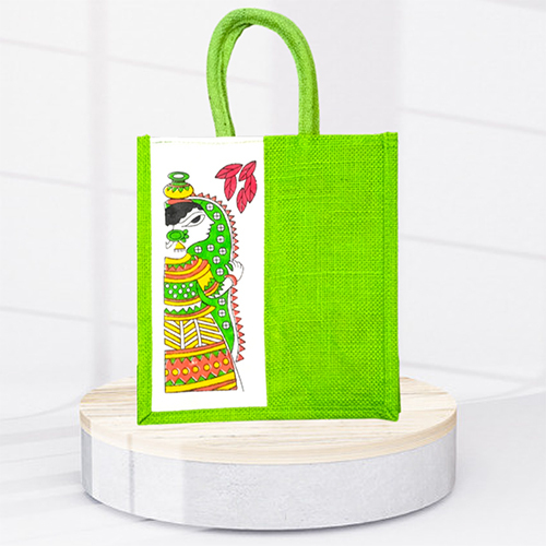 10x11x5 8 GSM Green Canvas Jute Bag