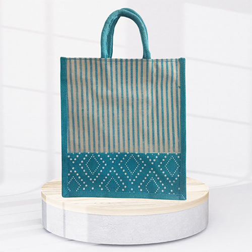 10x11x5 8 GSM Blue Canvas Jute Bag