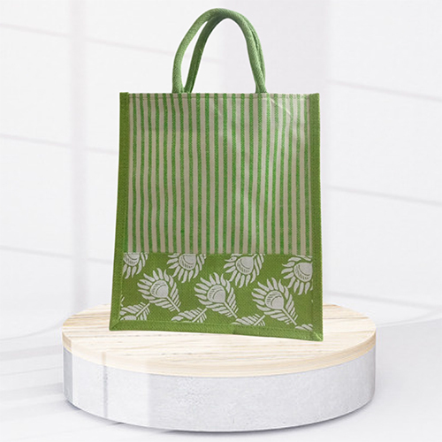 10x11x5 8 GSM Green Canvas Jute Bag