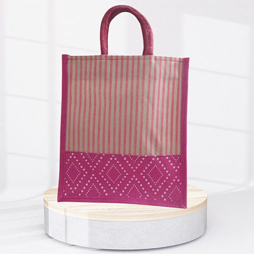 10x11x5 8 GSM Pink Canvas Jute Bag