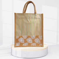 10x11x5 8 Gsm Orange Canvas Jute Bag - Design: Printed
