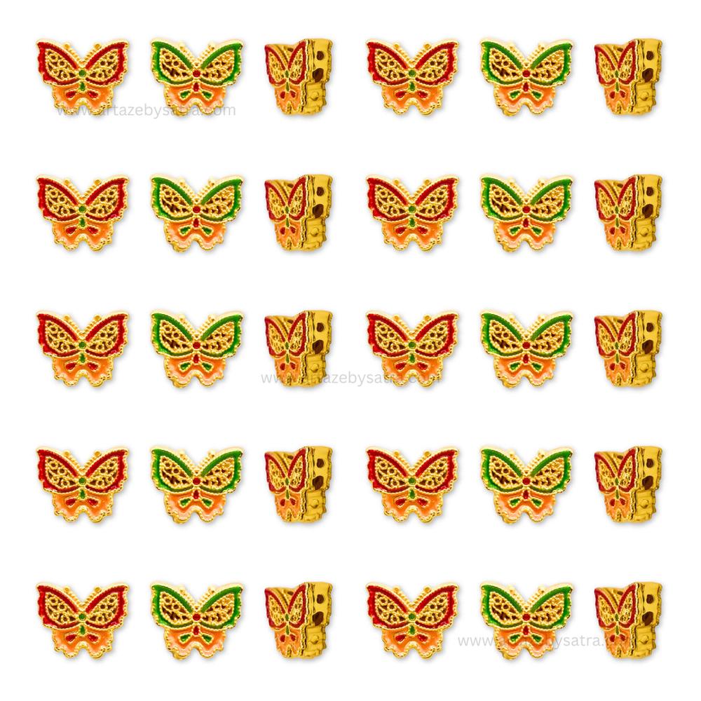 Brass Butterfly Enamel Charms Beads | High Quality | Size : 9mm | Qty : 4pcs