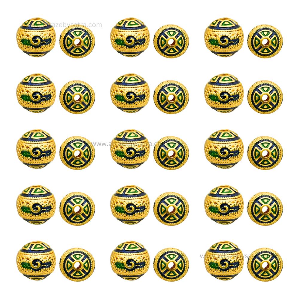 Brass Enamel Beads | High Quality | Size : 10mm | Qty : 4pcs