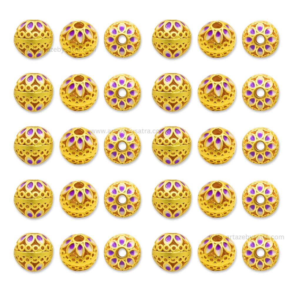 Brass Enamel Beads | High Quality | Size : 10mm | Qty : 4pcs