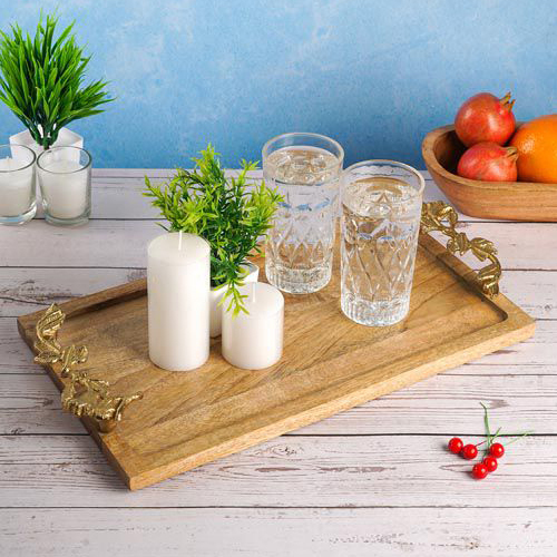 Wooden Serving Tray - Color: Light Brown