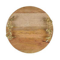 Round Serving Decorative Tray - Color: Light Brown