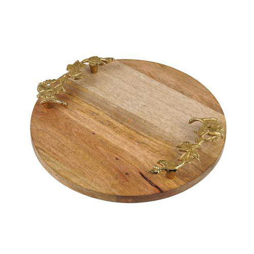 Round Serving Decorative Tray - Color: Light Brown