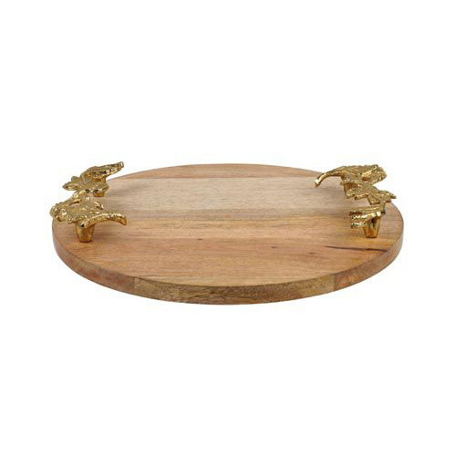 Round Serving Decorative Tray - Color: Light Brown