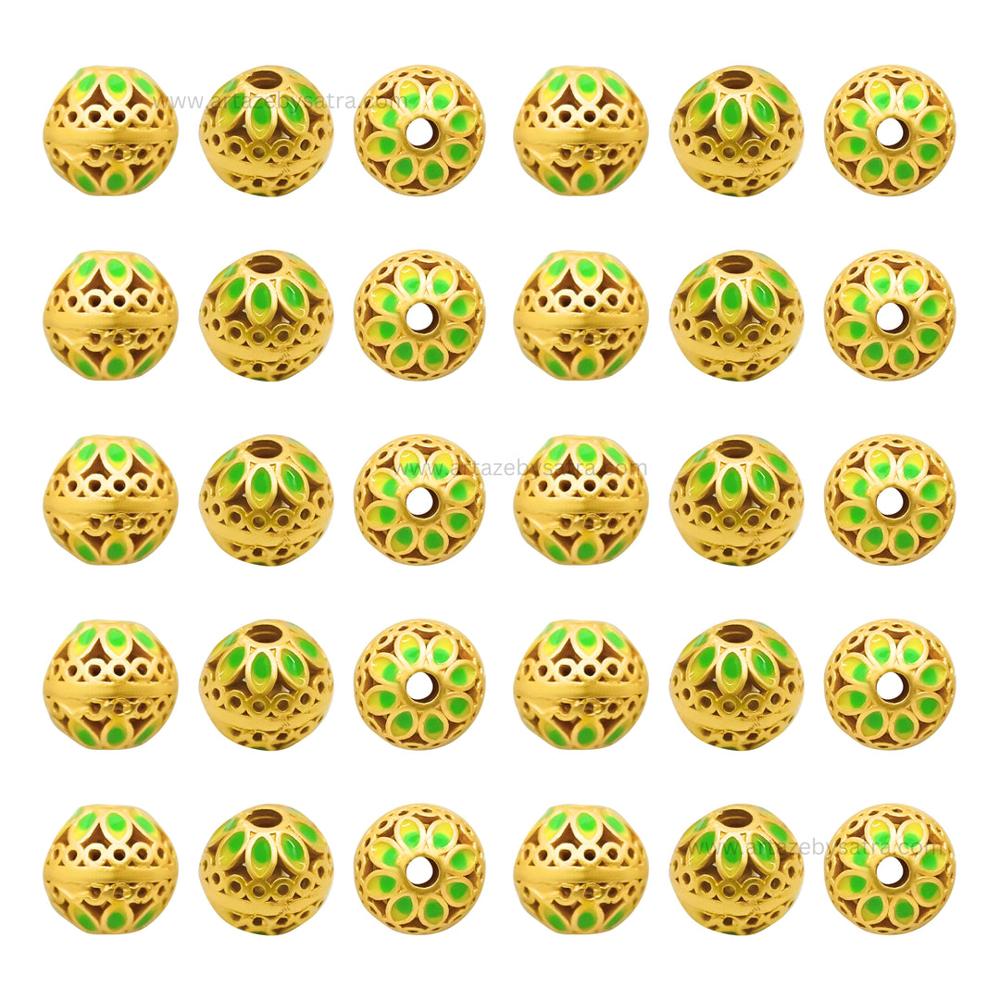 Brass Enamel Charms Beads | High Quality | Size : 8mm | Qty : 4pcs