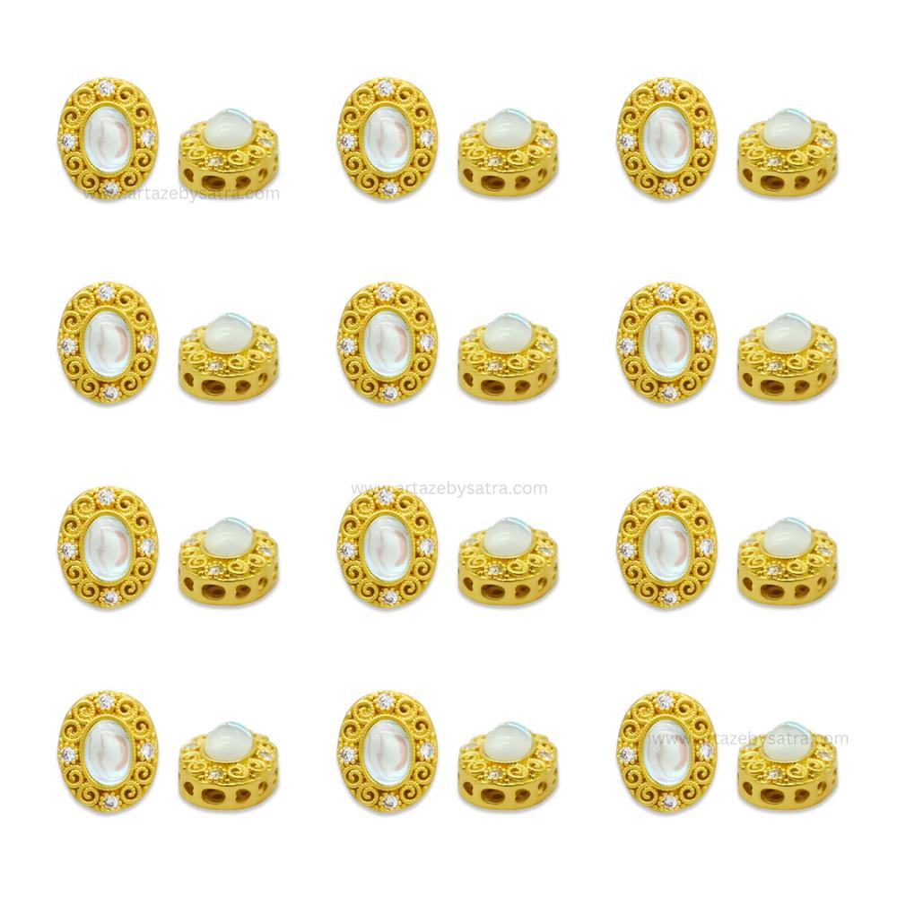 Brass Stone Beads | High Quality | Size : 13mm | Qty : 4pcs