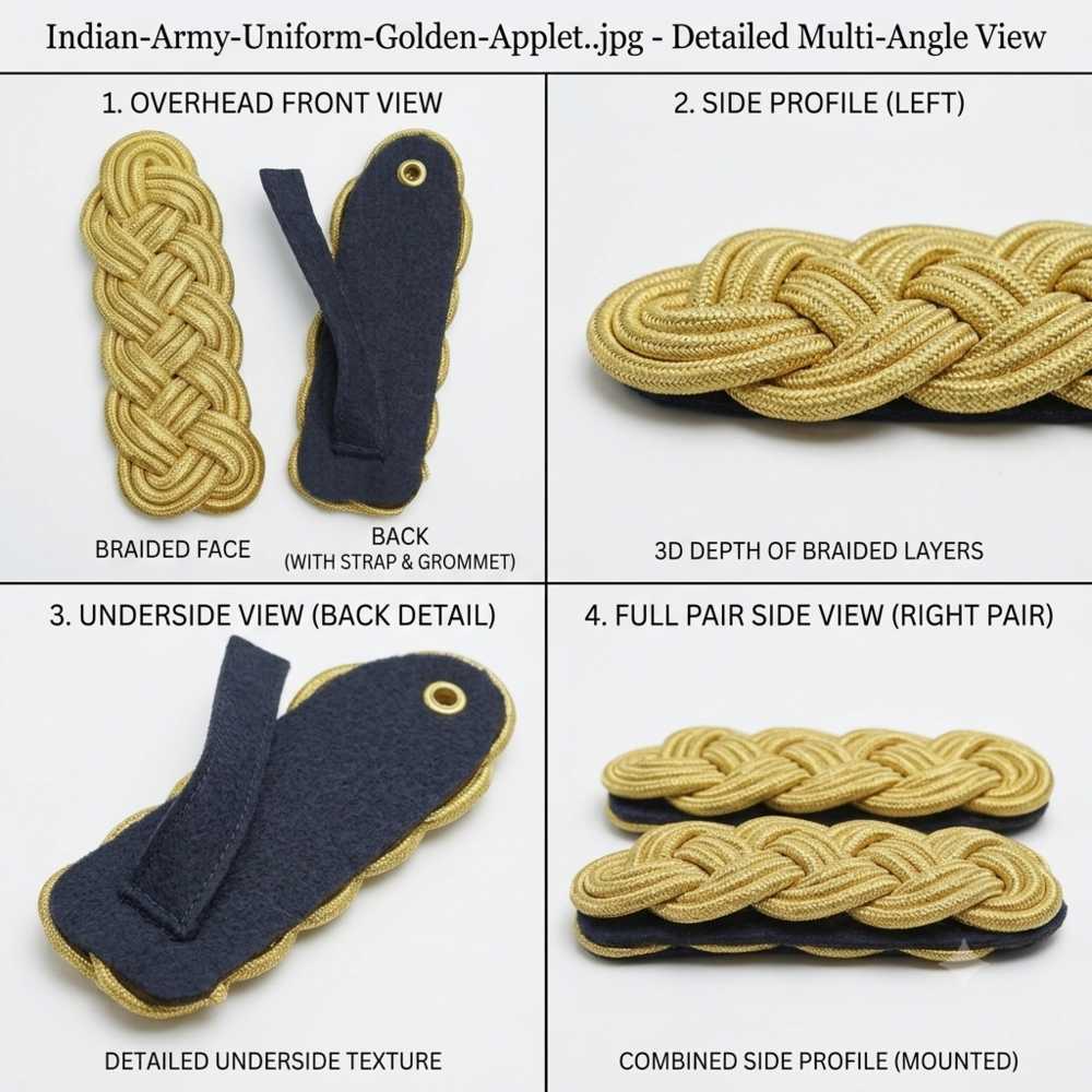 Indian Army Uniform Golden Applet - Design: Standard