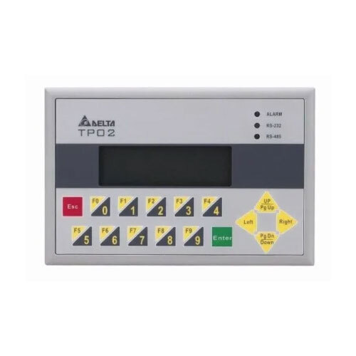 डेल्टा TP02G-AS1 कीपैड HMI मोनोक्रोम डिस्प्ले, RS-232-RS-485 और इन-बिल्ट कीपैड कंट्रोल के साथ