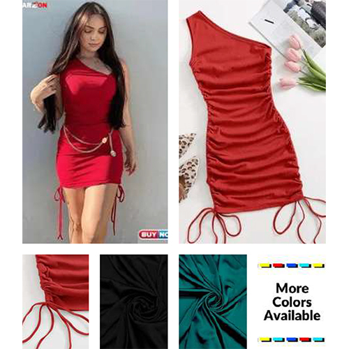 One Shoulder Knoct Side Bodycon Dress